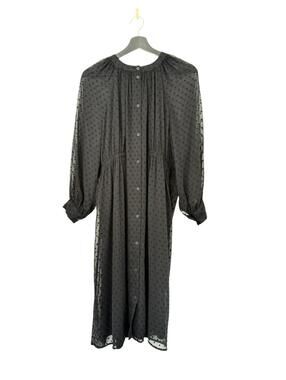 Oak + Fort Black Dotted Long Sleeve Dress